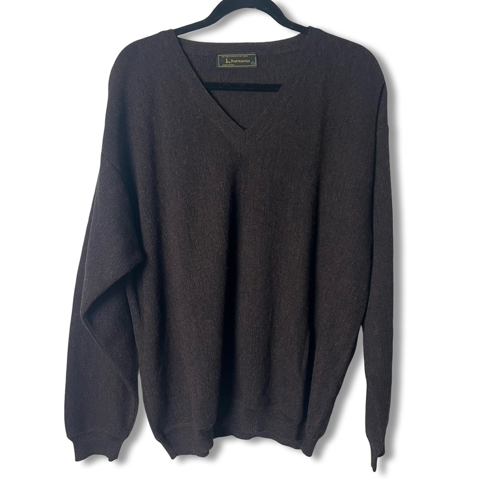 Peru Unlimited - Unisex Baby Alpaca Wool V-Neck Sweater Brown – Sz. L